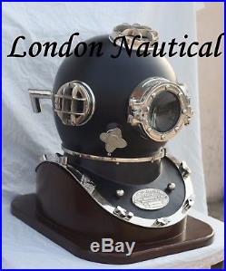 Antique U. S Navy Mark V Black Steel Scuba Vintage Diving Divers Helmet