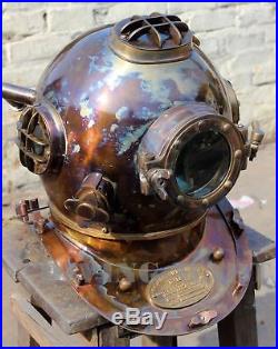 Antique U. S Navy Mark V Premium Quality Model Diving Divers Helmet Steel & Brass