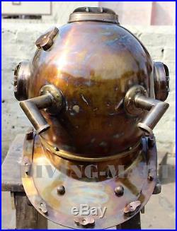 Antique U. S Navy Mark V Premium Quality Model Diving Divers Helmet Steel & Brass