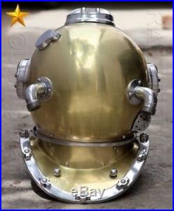 Antique U. S Navy Mark V Solid Steel & Iron Maritime Diving Divers Helmet 18