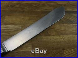 Antique US NAVY Forged CARBON STEEL Lamson RAZOR SHARP pinned Butcher Knife VTG