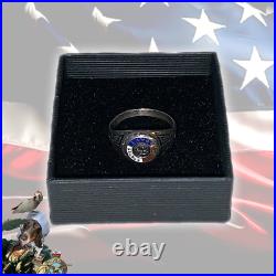 Antique Usn United States Navy Wwii Sterling Silver Enamel Ring Unique One Off