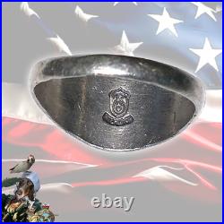 Antique Usn United States Navy Wwii Sterling Silver Enamel Ring Unique One Off