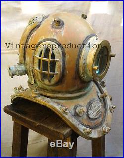 Antique Vintage 12 Bolt Divers Helmet U. S Navy Mark V Deep Sea Diving Helmet