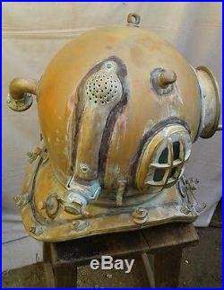 Antique Vintage 12 Bolt Divers Helmet U. S Navy Mark V Deep Sea Diving Helmet