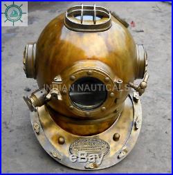 Antique Vintage Boston Mass U. S Navy Mark V Diving Divers Helmet Solid Steel