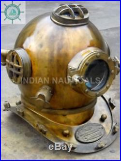Antique Vintage Boston Mass U. S Navy Mark V Solid Steel Diving Divers Helmet