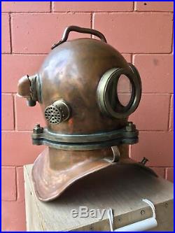 Antique copper Vintage Maritime u s navy 3 Bolt Deep Sea Diving Divers Helmet