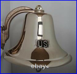 Authentic Five Pound Silicon Bronze United States Navy Ship's Bell, Polished