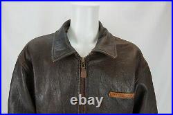 Avirex Brown Leather Jacket Type G-1 US Navy Bomber Showtime Boxing XL