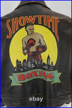 Avirex Brown Leather Jacket Type G-1 US Navy Bomber Showtime Boxing XL