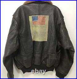 Avirex U. S. Navy G1 Vintage Leather Bomber Fight Jacket With Patches Size L