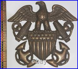 BIG 7x 7 U. S. NAVY Heavy Wall Door Plaque Brass Eagle Insignia Thick