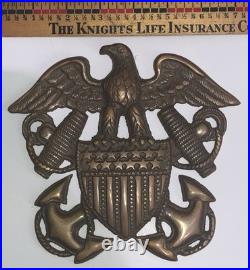BIG 7x 7 U. S. NAVY Heavy Wall Door Plaque Brass Eagle Insignia Thick