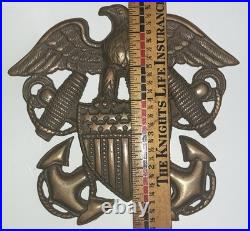 BIG 7x 7 U. S. NAVY Heavy Wall Door Plaque Brass Eagle Insignia Thick