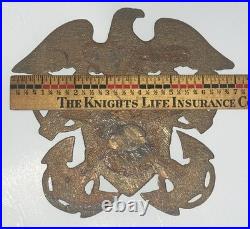 BIG 7x 7 U. S. NAVY Heavy Wall Door Plaque Brass Eagle Insignia Thick