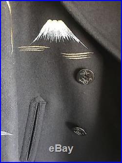 BUZZ RICKSONS U. S Navy Pea Coat Embroidered Suka Size L RRP £899