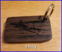 Battleship USS Wisconsin original 1940s Teak Deck Removed In 1980s Key Chain FOB