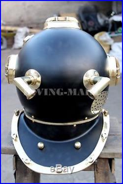 Black Edition Solid Steel & Brass U. S Navy Mark V Diving Divers Helmet