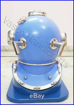 Blue Mark V Deep Antique U. S. Navy Diver Diving Helmet Vintage Water Decor Style