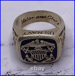 Bradford Bge Sterling Silver Us Navy Valor And Glory Men's Ring Size 12.25