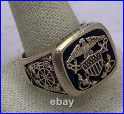 Bradford Bge Sterling Silver Us Navy Valor And Glory Men's Ring Size 12.25