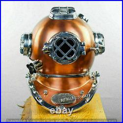 Brass Boston Vintage 18 Divers Diving Helmet Deep Sea Navy Mark VI Scuba Marine