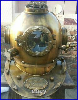 Brass Divers Helmet Diving Helmet US Navy Mark V Deep Sea Antique Boston Scuba