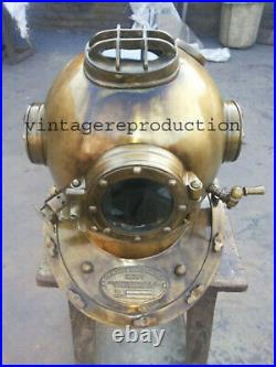 Brass Divers Helmet Diving Helmet US Navy Mark V Deep Sea Antique Boston Scuba