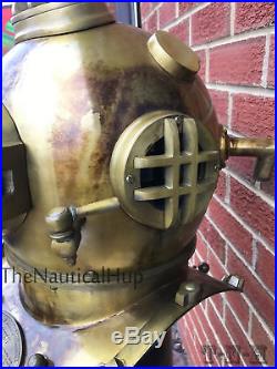 Brass Diving Helmet Full Antique Diving Divers Vintage Helmet U. S Navy Mark V