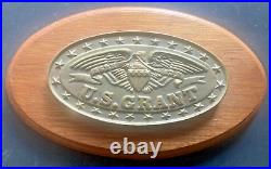 Brass Naval Plaque USS Grant Submarine SSBN-631 on Wood Panel Heavy VERY GOOD