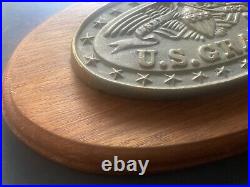 Brass Naval Plaque USS Grant Submarine SSBN-631 on Wood Panel Heavy VERY GOOD