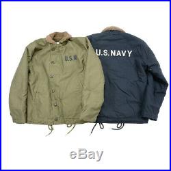 Bronson Deck Jacket USN N-1 Mens Cotton Navy Coat Vintage Slim Fit NAVY Parka