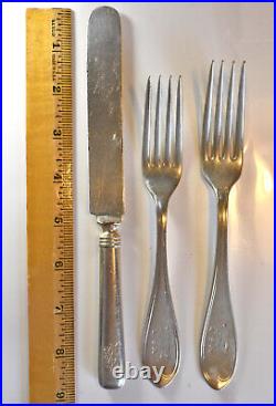 C. 1900 US Navy Silverplated Officers' Mess Cutlery Rare Threaded Oval Pat