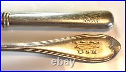 C. 1900 US Navy Silverplated Officers' Mess Cutlery Rare Threaded Oval Pat