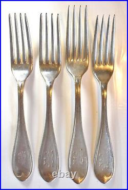 C. 1900 US Navy Silverplated Officers' Mess Cutlery Rare Threaded Oval Pat