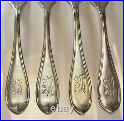 C. 1900 US Navy Silverplated Officers' Mess Cutlery Rare Threaded Oval Pat