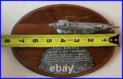 C S S HUNLEY Civil War Submarine Desk Plaque H L Hunley Wood & Pewter