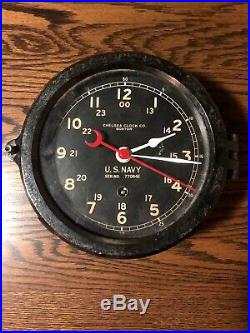 CHELSEA Clock Company U. S. NAVY SHIP'S CLOCK Great Condition Serial No. 77064E