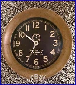 CHELSEA U. S. NAVY MARK I CLOCK MODEL 17K BRASS CIRCA 1941 WWII'as-is