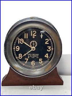 Chelsea 1941 WW II US Navy MK1 Deck Clock Chrome Case Serviced