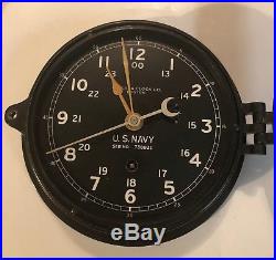Chelsea Antique U. S. Navy Ships Clock Military Marine Dial1943 Running Good