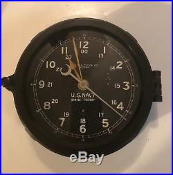 Chelsea Antique U. S. Navy Ships Clock Military Marine Dial1943 Running Good