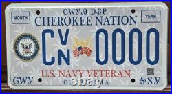 Cherokee Navy Veteran License Plate Prototype/Sample Oklahoma