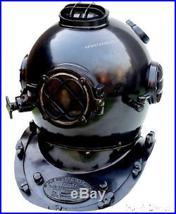 Christmas Gift Diving Divers Helmet Solid Antique Brass & Morse U. S Navy Mark