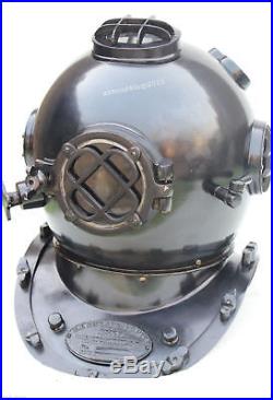 Christmas Gift Diving Divers Helmet Solid Antique Brass & Morse U. S Navy Mark