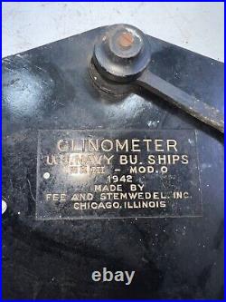 Clinometer MKIII U. S. NAVY 1942 Model Fee & Stemwedel BU SHIPS Chicago IL Rare