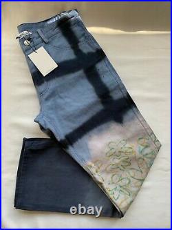 Collina Strada Hand Dyed Ankle Jeans Navy Grid Tie Dye Women S New $430
