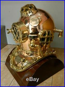 Copper Antique Vintag Brass Scuba Deep Sea Diving Divers Helmet Mark V U. S Navy