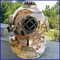 Copper Brass Diving Helmet Vintage US Navy Mark V Deep Sea Marine Divers Scuba